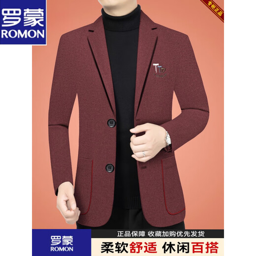 Luo Meng Suit Jacket Men's 2025 Autumn New Middle-aged Casual Wool Suit Spring and Autumn Top Dad's Clothing Brown 2579X Three Buttons Fabric S 165 Suitable for 95-100 Jin Jin equals 0.5 kg