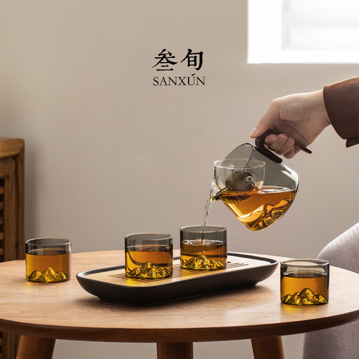 Thirty-year-old Yuanshan Zhuanzhuan Teapot Glass Small Green Mandarin Special Tea Water Separation Fair Cup Lazy Tea Making Artifact Set Yuanshan Zhuanzhuan Teapot_Transparent