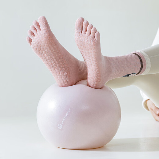 Langsha Five Finger Yoga Socks Women's Mid-calf Sports Socks Pilates Running Fitness Cartoon Non-Slip Summer Solid Color Cotton Pink Kitten + Brown Rabbit One Size