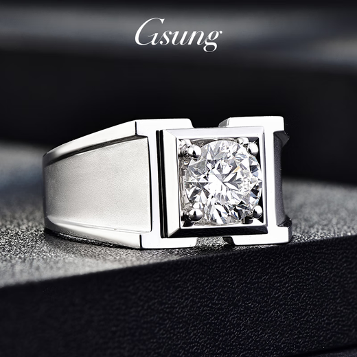 GsunG Platinum Men's Moissanite Ring PT950 Pure Platinum Wide Wedding Ring Chinese Valentine's Day Gift for Boyfriend Book an auction, please contact us before the auction
