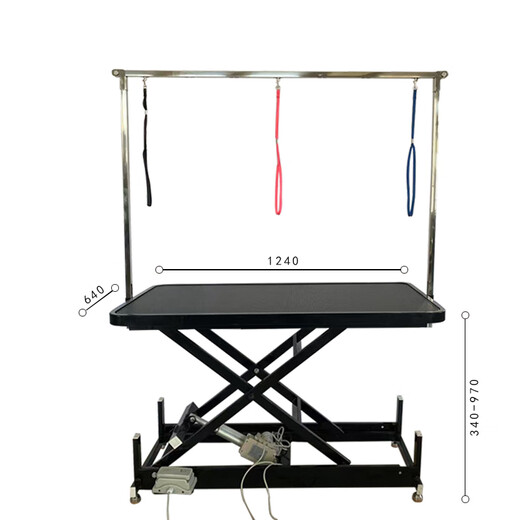 Pet Grooming Table Electric Lift Dog Grooming Taichung Large Dog Trimming and Blowing Grooming Table Hydraulic Styling Table Rounded Corner Electric Lifting Grooming Table (All Black)
