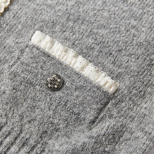 Xiangying Xiaoxiangfeng gray knitted suit skirt for women 2025 winter new style including wool cardigan miu series two-piece set light gray S