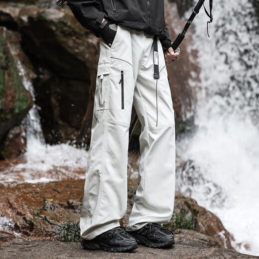 Foss Phil outdoor functional wind overalls men's autumn and winter windproof and water-repellent loose casual assault pants 8527 light gray XL