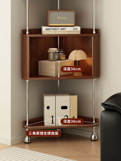 Jie Yu Mao solid wood corner storage rack floor-standing multi-layer bookshelf living room wall storage rack home bedroom storage rack solid wood - solid column 5 layers walnut color