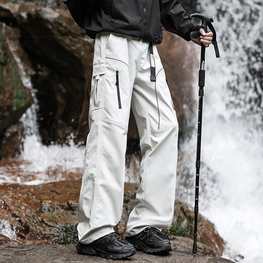 Foss Phil outdoor functional wind overalls men's autumn and winter windproof and water-repellent loose casual assault pants 8527 light gray XL