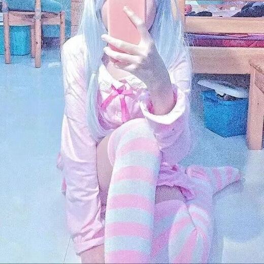 Zi Jiafu Socks Long Socks Women's Japanese Blue and White Striped Over-the-Knee Socks Thigh Socks COSPLAY Animation Women's Socks Black and Purple Stripes 1 Pair One-size-fits-all No Cat Claws - Over the Knee