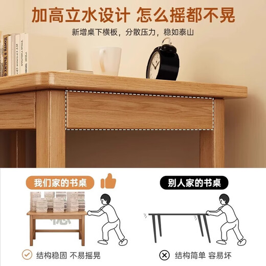 Pure solid wood desk home bedroom with drawer desk student study desk simple modern computer desk all solid wood solid wood color 120*60CM