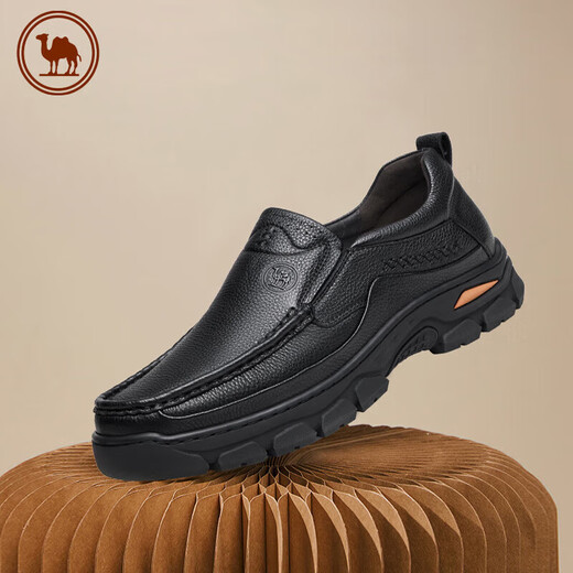 Camel business casual leather shoes men's slip-on loafers soft leather soft sole classic men's shoes P13A211016 black 40