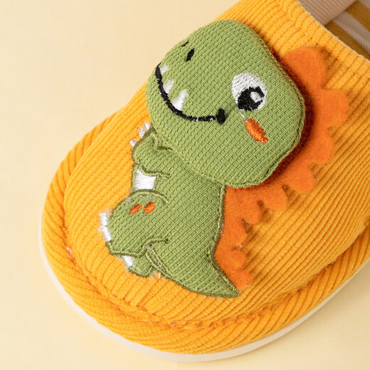 Tiaodegao children's cotton slippers, autumn and winter heeled cotton shoes for small and medium-sized children, cartoon cute straps, warm and breathable home shoes, children's strapped cotton slippers - orange, single layer 25, inner length 14cm, recommended foot length 13cm