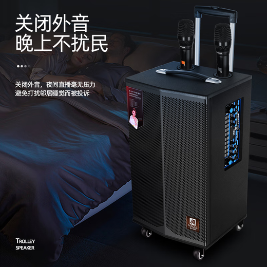 Manlong square dance audio high-power subwoofer wireless microphone Bluetooth high volume with live broadcast professional sound card internal recording mobile performance trolley outdoor karaoke speaker K-415 audio (15-inch bass) dual microphones + gift package