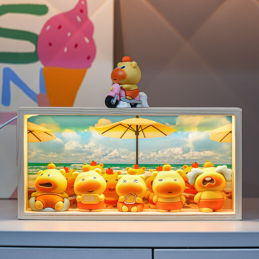 Yunya Capybara Dudu Lulu Children's Desktop Ornaments Cartoon Doll Hand Toy Boys and Girls Birthday Gift Night Light Treasure Lulu Seaside Vacation