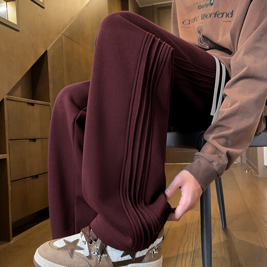 Jeanswest sweatpants men's autumn straight loose sports wide-leg casual pants 2025 new youth long pants high-grade gray XL 130-150Jin Jin equals 0.5 kg