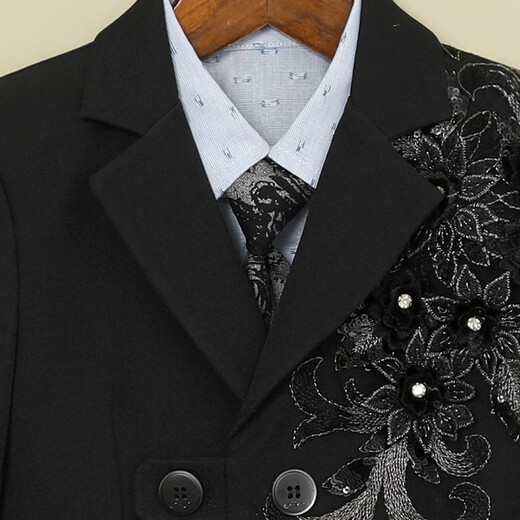 Carrot beibei children's dress boy host piano stage performance dress flower girl birthday suit black three-piece suit 150