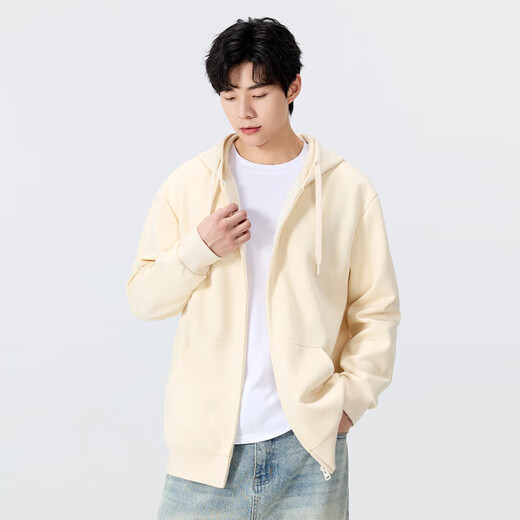MINISO Youth Heather Gray Simple Smiley Face Hooded Cardigan Jacket Men's Autumn and Winter Casual Sweater High-Level Loose Jacket Heather Gray (m22 light gray smiley face chest label) L /175 (weight 120-140Jin Jin is equal to 0.5 kg)