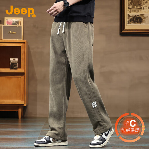 JEEP Velvet Thickened 2025 Autumn and Winter Casual Pants Men's Trendy Brand Loose Versatile Straight Pants Sports Pants Men's Sweatpants