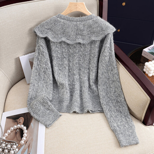 Shechi Hansheep wool V-neck sweater women's 2026 spring new style lazy soft glutinous linen pattern pullover