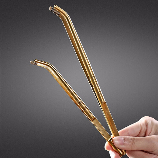 SYANF tea clip metal copper handmade imitation Japanese cup clip tweezers kung fu tea set spare parts cup clip copper metal pure copper metal 18CM tea clip