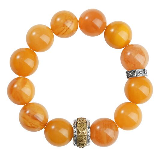Potala Palace silver and white clothes, chicken oil and yellow beeswax bracelet, single circle for men and women to play with the Year of the Zodiac bracelet as a gift for boyfriend