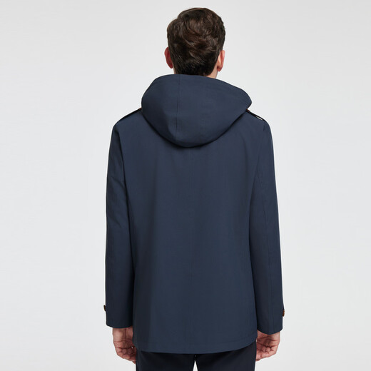 Rozio store same style, anti-wrinkle and easy to care for, autumn 25 LOZIO men's business casual detachable hood short windbreaker, royal blue M (48)