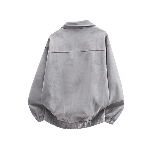 Dingfengbaoluo American imitation suede jacket men's autumn matte high-end casual loose retro jacket DX06 black XL