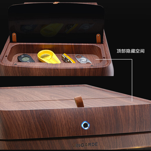 VINGARDE cigar cabinet, constant temperature and humidity cigar humidifier, refrigerator, ionized ammonia purifier, WiFi intelligent control, variable frequency compressor, air-cooled, frost-free, cedar wood alcohol nourishment, home box, naked nourishment, 3rd generation, mahogany grain, variable frequency, purified ammonia + WiFi + fingerprint lock 118L