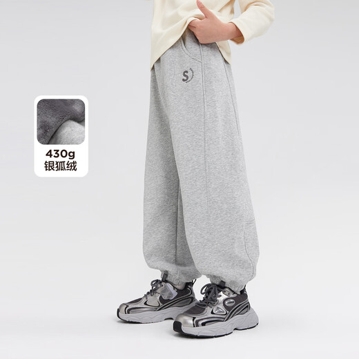 Zuoxi children's clothing boys' fleece pants children's winter sweatpants 2025 new medium and large children's leggings black 160