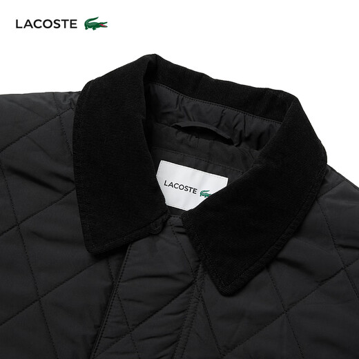 LACOSTE French Crocodile Men's Autumn and Winter Simple Comfortable Warm Lapel Jacket Short Cotton Jacket Men|BH6816 031/Black M 50/175