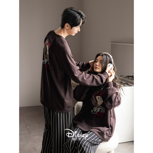 Benny Bear Beiyan Disney Couple Pajamas Women's Spring and Autumn Cute Mickey Long Sleeve Home Clothes Men's Large Size Soft Cotton Suit C20965 Women's M Size