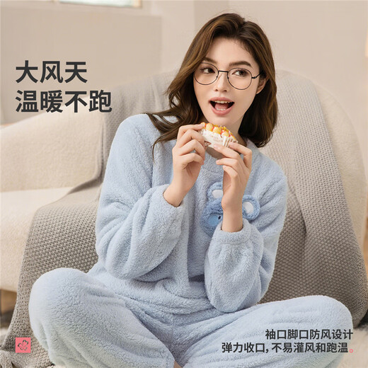 Urban Beauty Pajamas Women's Suit Coral Velvet Plush Cartoon Warm Plus Velvet Pullover Underwear Long Sleeve Home Clothes 2H3211
