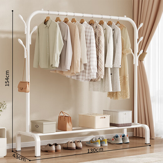 Yimo coat rack floor-standing vertical bedroom-specific clothes rack dormitory living room can be placed thick clothes drying rack seven-hook white
