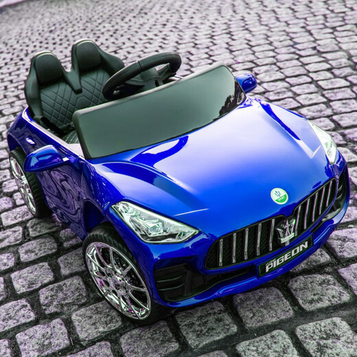 Children's electric car four-wheel car remote control toy car child can sit large baby stroller rechargeable white bluetooth music swing remote control self-driving anti-