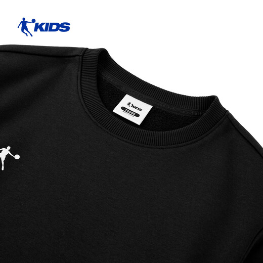 Jordan boys and girls fleece sweatshirt children's winter long-sleeved T-shirt round neck knitted children's clothing black 165
