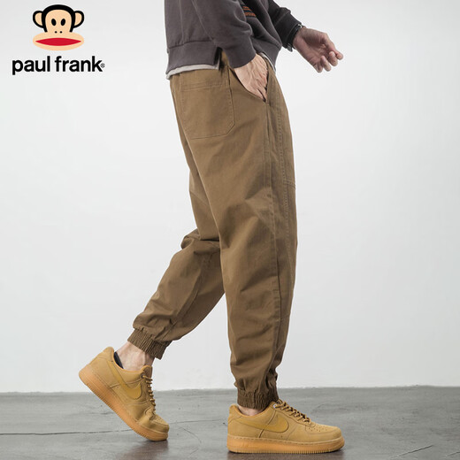 Big Mouth Monkey (paul frank) casual pants men's autumn loose legged pants men's small-foot overalls harem men's pants khaki XL