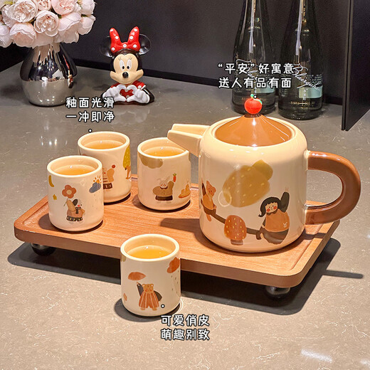Xibaisheng ceramic tea set complete set for home hospitality teapot teacup wedding souvenir housewarming gift cup set gift box tea set 8-piece set 1856