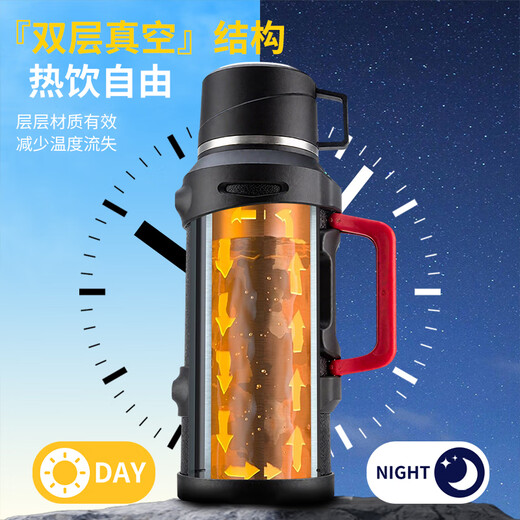 SZTAA thermos kettle large capacity 316 stainless steel outdoor household hot water bottle portable car travel thermos flagship heavy upgrade white 2L about 4Jin Jin equals 0.5kg water upgrade copper-plated inner tank + independent tea warehouse + all-steel lid