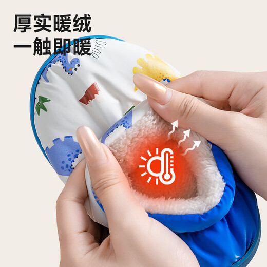 Pig Daddy Children's Cotton Slippers Autumn and Winter Bag Heels Boys Indoor Home Non-Slip Warm Waterproof Girls Baby Cotton Shoes Blue 21