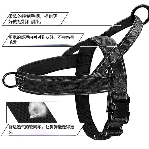 Dog Leash Large Dog Harness Vest Collar Horse Dog Golden Retriever German Shepherd Collar Dog Leash Tactical Harness Khaki (excluding rope) M size (chest 59-70cm recommended 25-40Jin Jin equals 0.5kg)