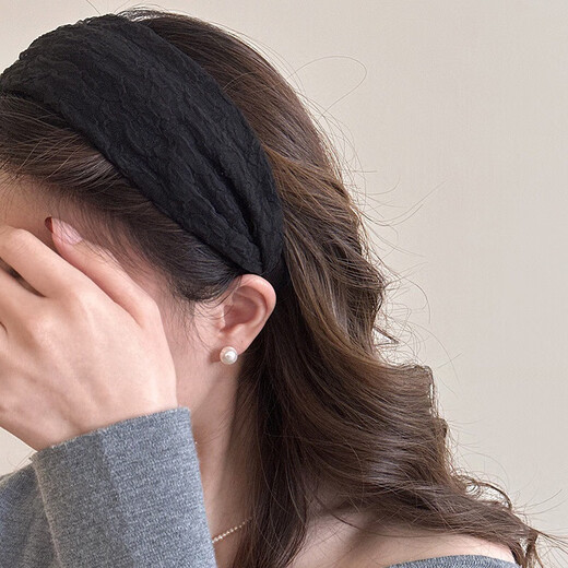 618 Girls Gift New Chiffon Wide-Brim Headband Women's Style Headband Temperament Pressed Hair Washing Hairpin Coffee Color Wide Pleated Headband