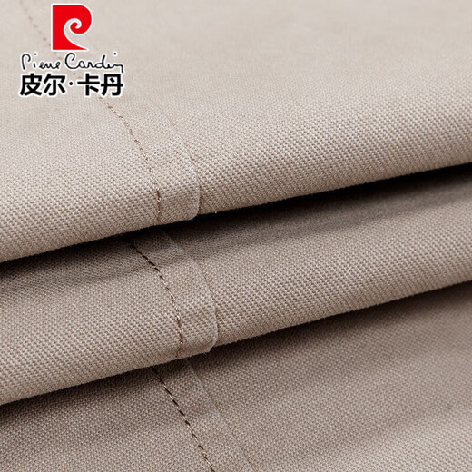 Pierre Cardin spring and autumn pure cotton mid-length windbreaker men's buttoned casual jacket middle-aged autumn coat coat outer hooded jacket light khaki A352-1311 jacket XL