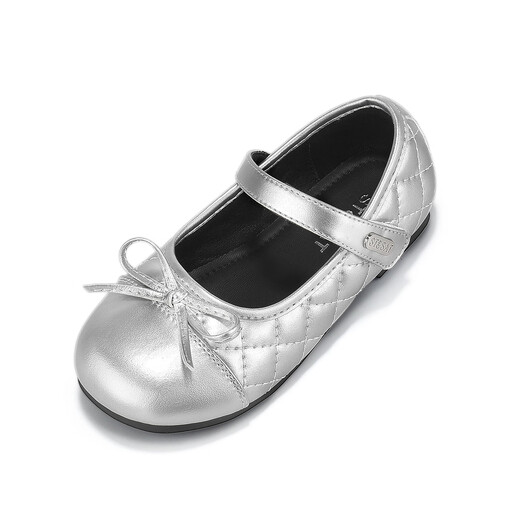 Zapatos para niños de Saturday, zapatos de princesa con pequeña fragancia para niños, zapatos de cuero de suela suave para niñas, color plateado 31, otoño 2025