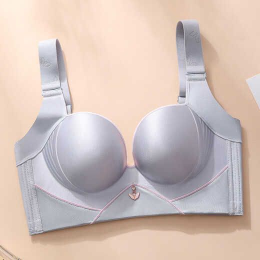 Modal Summer Wireless Thin High Side Ratio Adjustable Beautiful Back Large Size Underwear Women's Top-Up Anti-Sagging Breast Reduction Bra Bean Green 34/75CDE