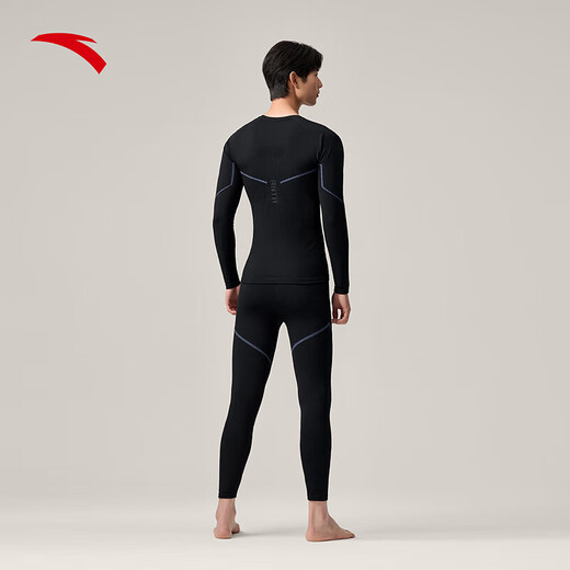 ANTA Ski Quick-Drying Sports Suit 25 Years Winter Outdoor Tight Thermal Underwear Training Basic Black/Light Blue-2 L (Male 175)