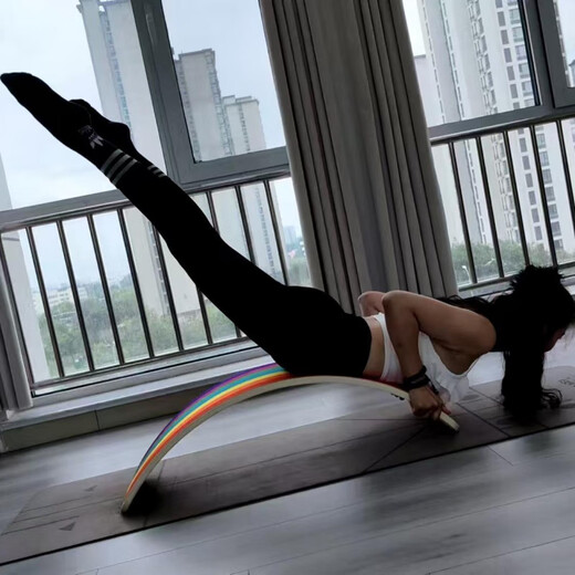 OEMG Pilates rainbow board balance board adult core training yoga fitness smart seesaw log sports equipment rainbow color seesaw 15mm thick