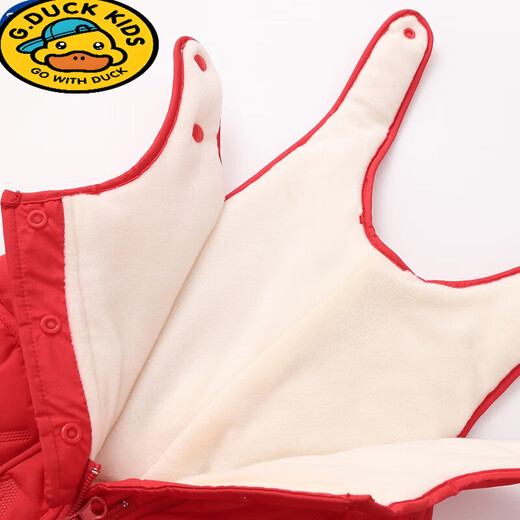 G.DUCKKIDS children's overalls for boys and girls in autumn and winter all-in-one velvet cotton pants for babies with open stalls for children and infants thickened outer pants black plus velvet and thickened - 90