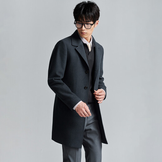 Angel Bird Coat Men's Autumn and Winter Men's 100% Wool Business Casual Lapel Warm Wool Coat Jacket Slim Men Green L -48(175/96)