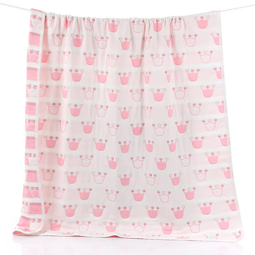 Mufan (mufan) towel quilt pure cotton 6-layer gauze baby blanket Class A newborn child baby air-conditioned quilt student nap blanket Crown powder 150*200cm