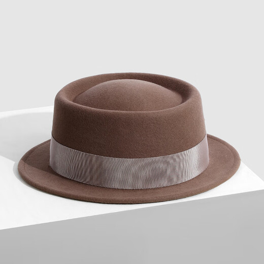 Lee dprre French hat for women autumn and winter concave top flat brim woolen flat brim small brim British elegant casual hat wool felt hat retro black adjustable