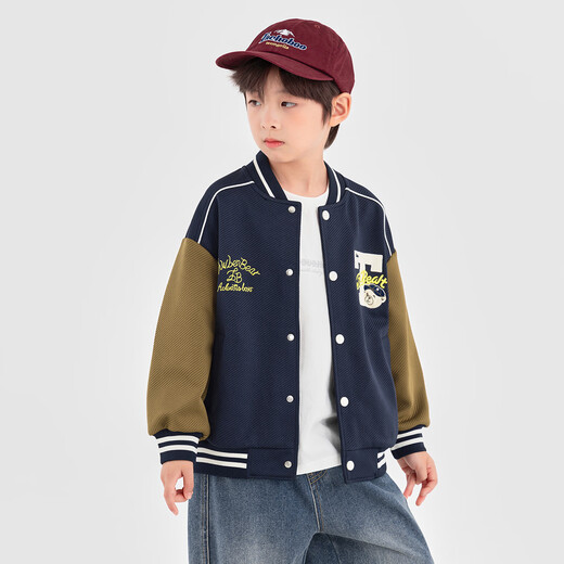 Duojia Little Bear Contrast Color Baseball Uniform Boys American Jacket 2025 Spring and Autumn Style Stiff and Shape-Proofing Children's Jacket
