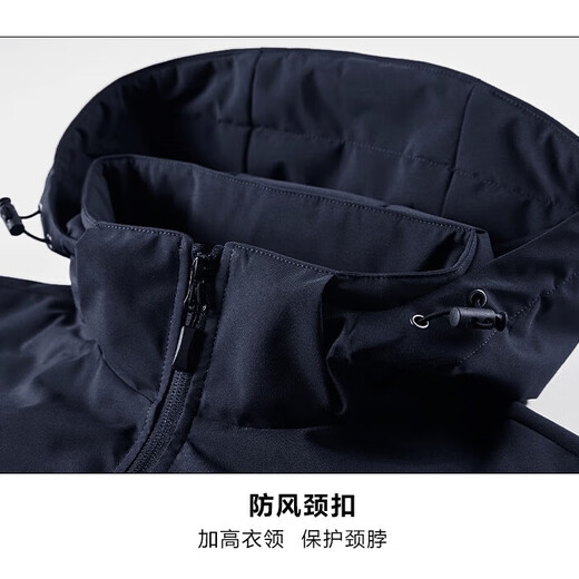 Camel Jacket Men's Graphene Autumn and Winter Jacket Men's Windbreaker New Hooded Velvet Thickened Large Size Top for Middle-aged and Young People Dark Blue M Recommended 100-120Jin Jin equals 0.5 kg