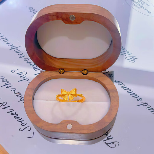 DL 1998 Fat Donglai same style Bengal red gold ring Bengal red jewelry brushed clover ring niche coin finger bow bamboo ring